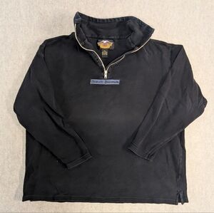 Harley Davidson Logo Black Cotton Quarter Zip Men's Sweater Shirt Size XXL